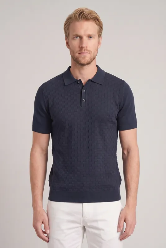 Men's Waffle Knit Polo Shirt | Blackstone London