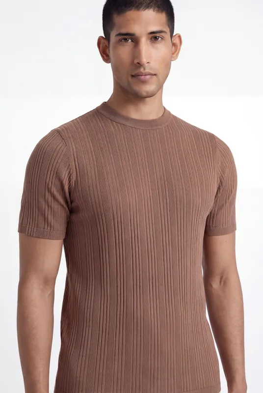 Men's Slim Ribbed Cotton T-Shirt | Blackstone London