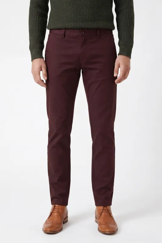 Men's Coronation Burgundy Chino Trousers | Blackstone London