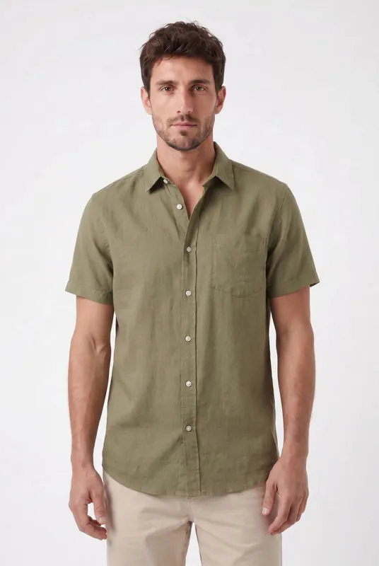Men's Cotton Linen Short Sleeve Shirt | Blackstone London