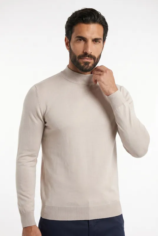 Men's Ultra Fine Cotton Mock Neck Jumper | Blackstone London
