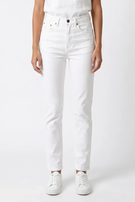 Women's Ecru High-Rise Mom Jeans | Blackstone London