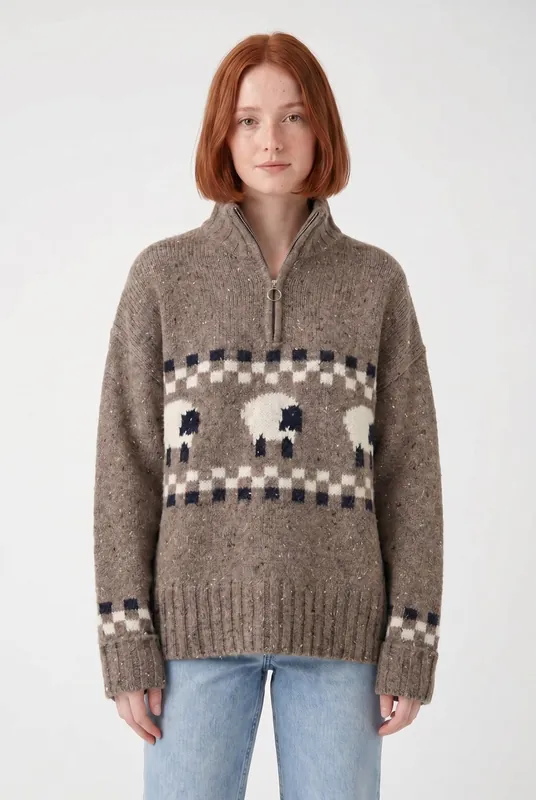 Women's Sheep Half-Zip Heritage Jumper | Blackstone London