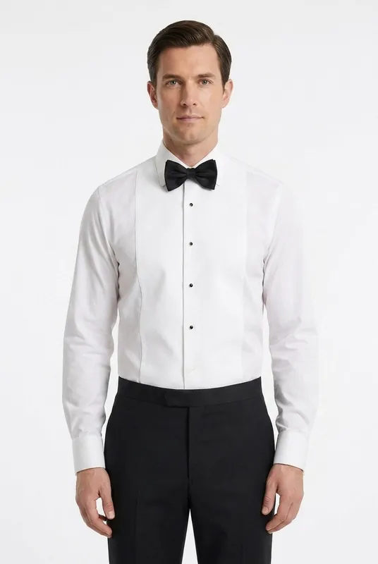 Men's White Marcella Bib Tuxedo Shirt | Blackstone London
