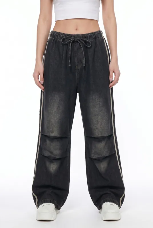 Women's Wide Leg Track Balloon Jeans | Blackstone London