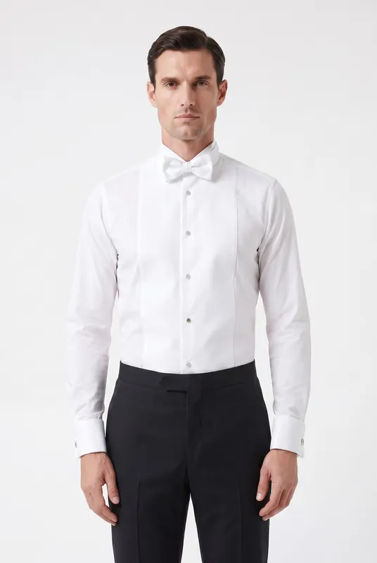 Men's White Wing Collar Tuxedo Shirt | Blackstone London
