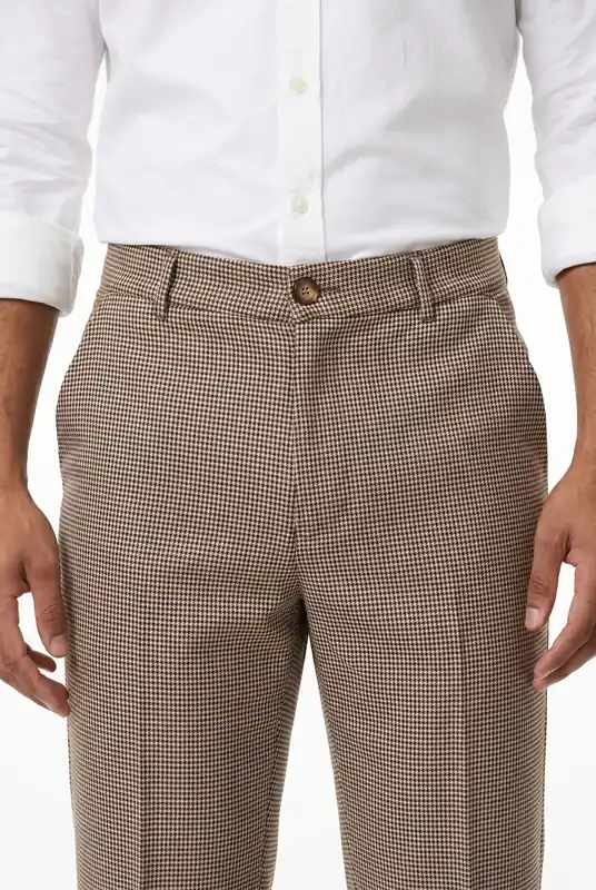 Men's Dogtooth Woven Cropped Trouser | Blackstone London