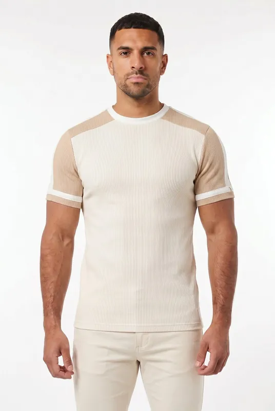 Men's Textured Colour Blocked T-Shirt | Blackstone London