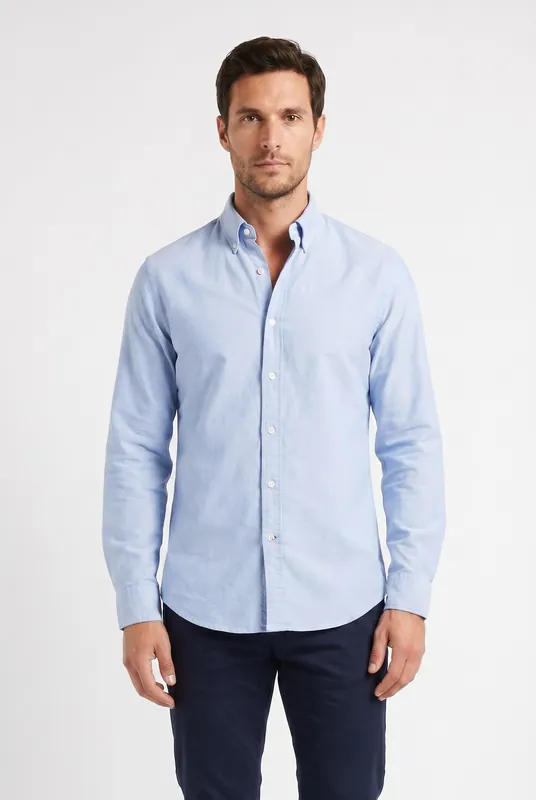 Men's Slim Fit Oxford Shirt Sky Blue | Blackstone London