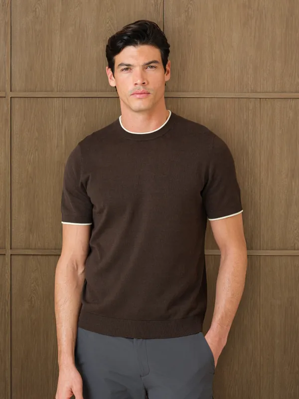 KARU KNITTED T-SHIRT - DARK CHOCOLATE