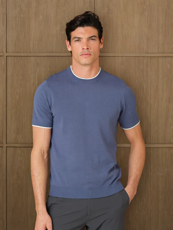 KARU KNITTED T-SHIRT - BLUE COAST