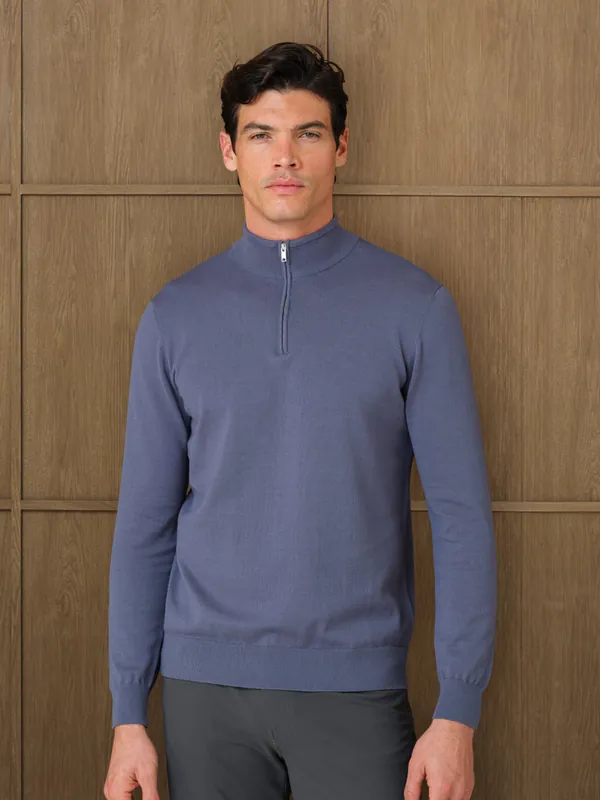 NERU KNITTED QUARTER ZIP - COAST BLUE
