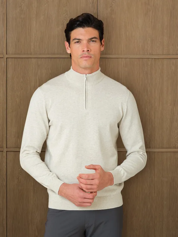 NERU KNITTED QUARTER ZIP - LINEN DUST