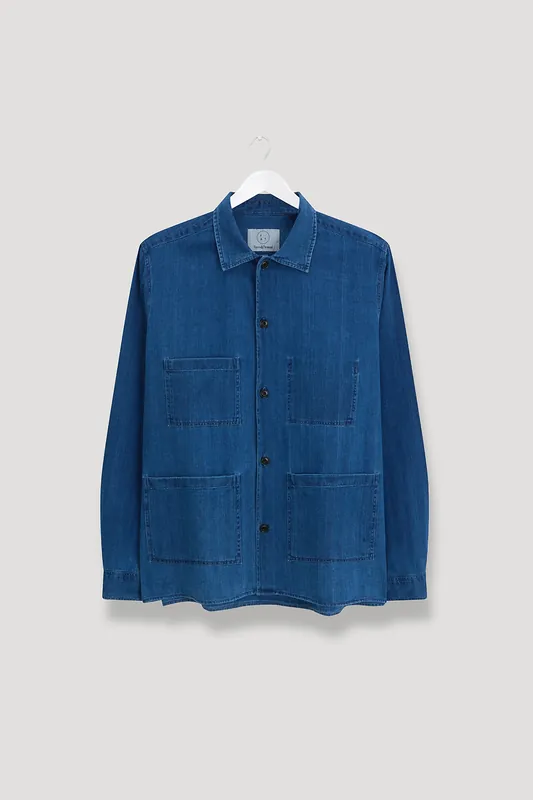 Indigo Herringbone Atelier Overshirt - Form&Thread
