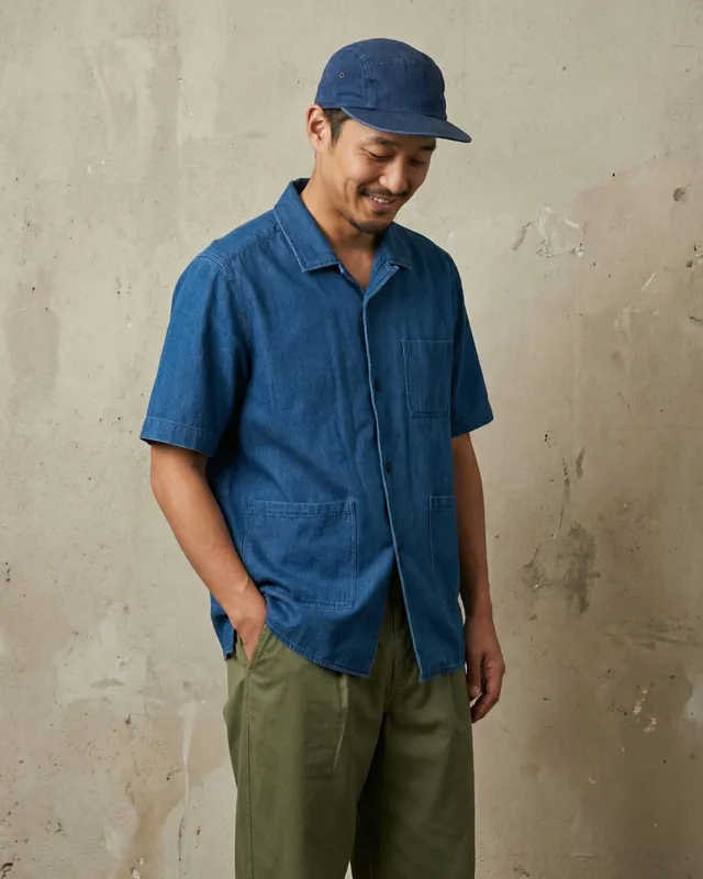 Indigo Herringbone Chore Shirt - Form&Thread