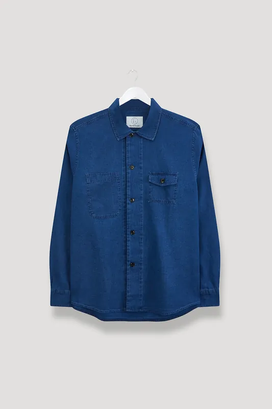 Washed Indigo Denim Draughtsman Overshirt - Form&Thread